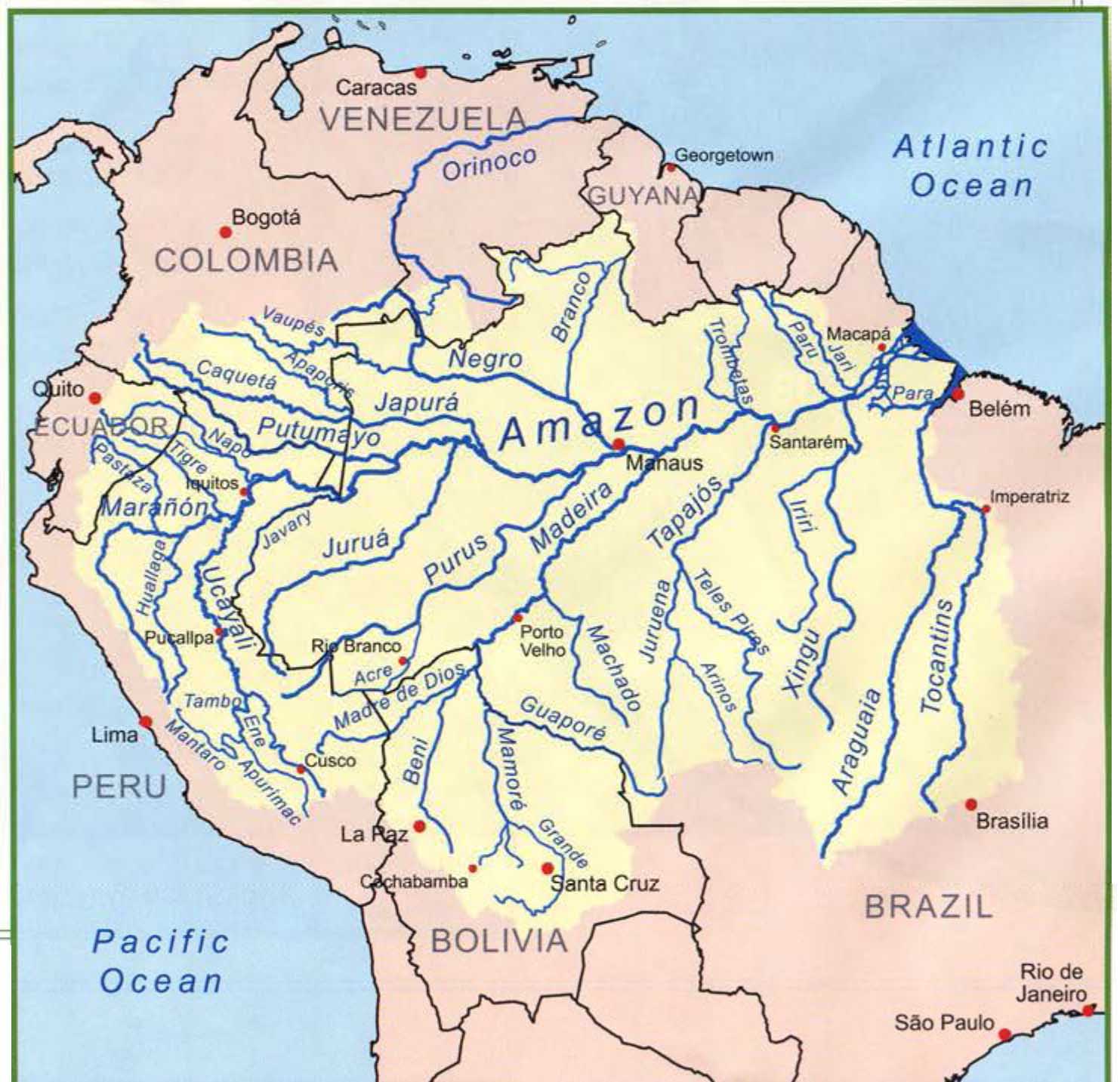 Карта Амазонии.